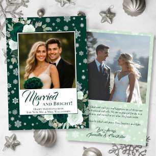 Cartes Pour Fêtes Annuelles Mariés & Roses Émeraude Brillantes Nouveaux Mariés