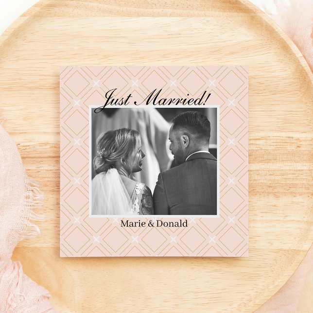Cartes Pour Fêtes Annuelles Mariés tout juste Géométrique rose et or (Créateur téléchargé)