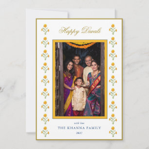 Cartes Pour Fêtes Annuelles Marigold Yellow Gold photo Diwali Salutations