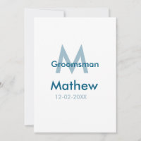 Marine bleu groomsman nom lettre date masculin par
