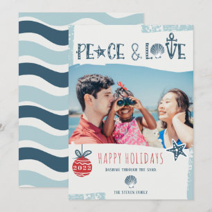 Cartes Pour Fêtes Annuelles Marine moderne bleu paix amour plage de Noël photo