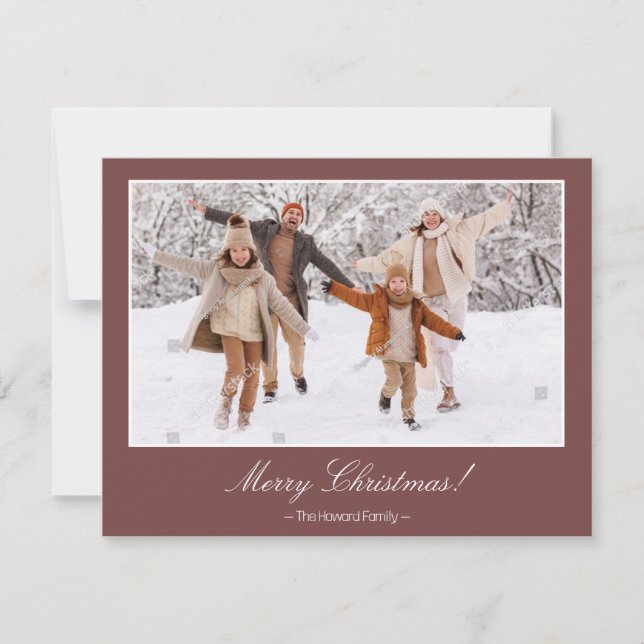 Cartes Pour Fêtes Annuelles Maroon Joyeux Noël 2 Famille Photo Noël (Devant)