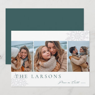 Cartes Pour Fêtes Annuelles Marquee de famille   Paix sur Terre Trois photos