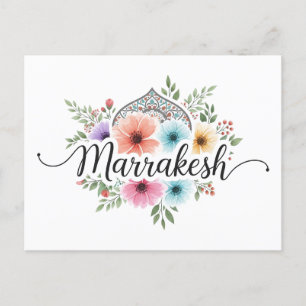 Cartes Pour Fêtes Annuelles Marrakech Maroc Voyage Floral Pastel