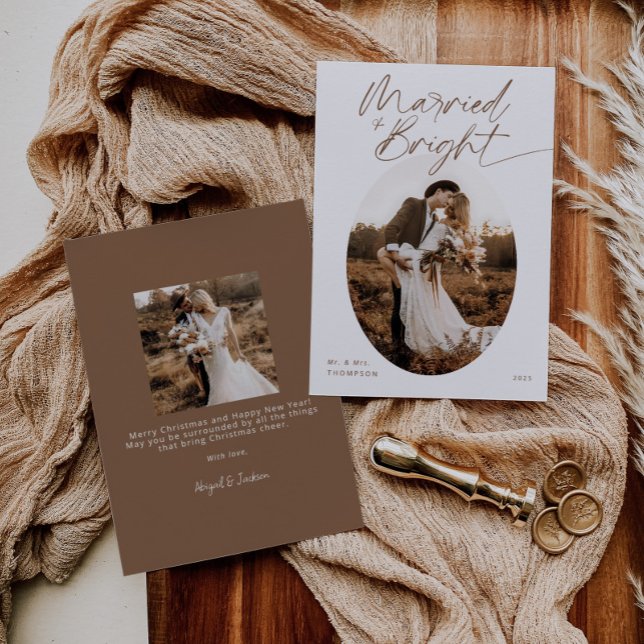 Cartes Pour Fêtes Annuelles Marry & Bright Boho Script moderne Noël (Créateur téléchargé)