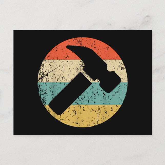Cartes Pour Fêtes Annuelles Marteau rétro Vintage de charpentier (Devant)
