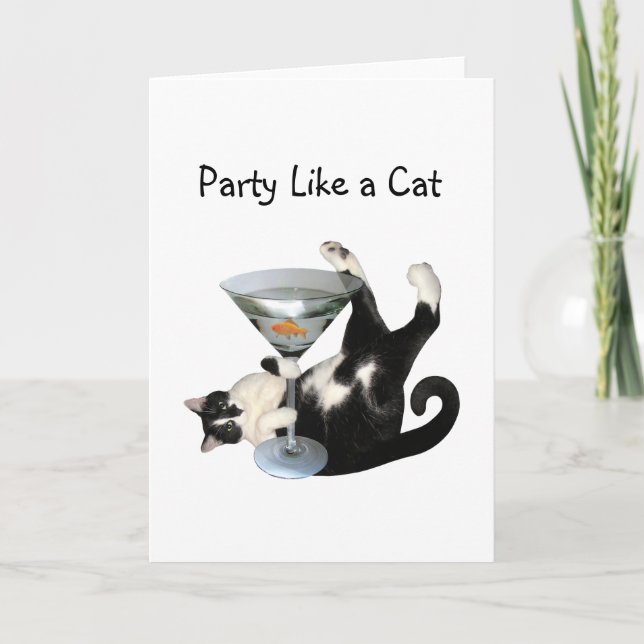 Cartes Pour Fêtes Annuelles Martini Cat (Devant)