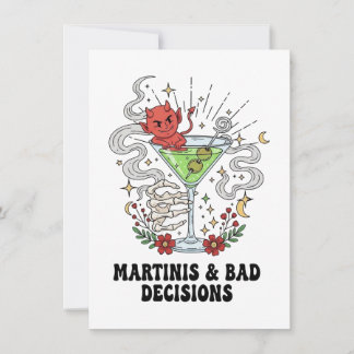 Cartes Pour Fêtes Annuelles Martinis & Bad Decisions Devil Cocktail Funny 