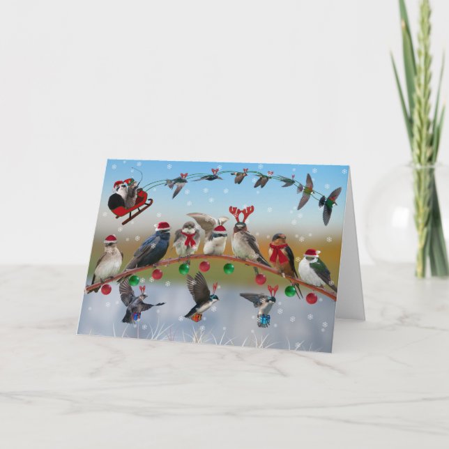 Cartes Pour Fêtes Annuelles Martins d'hirondelles et de pourpre (Devant)