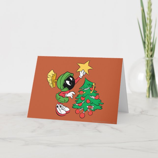 Cartes Pour Fêtes Annuelles MARVIN LE MARTIAN™ mettre l'étoile dans l'arbre (Devant)