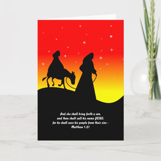 Cartes Pour Fêtes Annuelles Mary & Joseph, Bible Scripture Verse (Devant)
