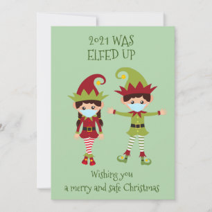 Cartes Pour Fêtes Annuelles Masque drôle de visage de Noël Elfed Up 2021