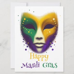 Cartes Pour Fêtes Annuelles Masque Mardi Gras jaune violet