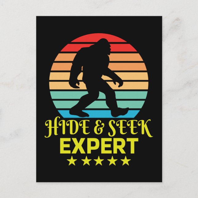 Cartes Pour Fêtes Annuelles Masquer Et Chercher Expert Bigfoot Drôle (Devant)