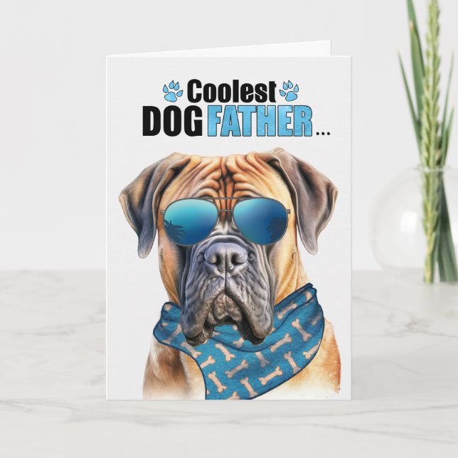 Cartes Pour Fêtes Annuelles Mastiff Chien Coolest Papa Fête des pères (Devant)