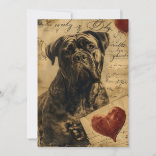 Cartes Pour Fêtes Annuelles Mastiff Saint-Valentin Vintage 