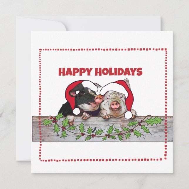 Cartes Pour Fêtes Annuelles Mates de porc de Noël (Devant)