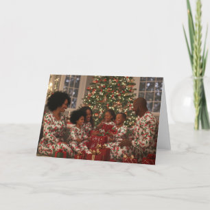 Cartes Pour Fêtes Annuelles Matin de Noël de la famille afro-américaine