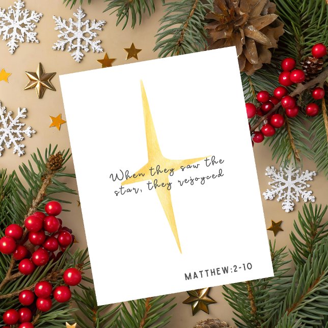 Cartes Pour Fêtes Annuelles Matthew 2:10 Christian Holiday Card (Matthew 2:10 Christmas Greeting Card)