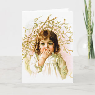 Cartes Pour Fêtes Annuelles Maud Humphrey : Fille d'hiver sous le gui