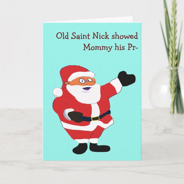 Cartes Pour Fêtes Annuelles Mauvais Père Noël POETRY Étrange Humour Classic Va (Devant)