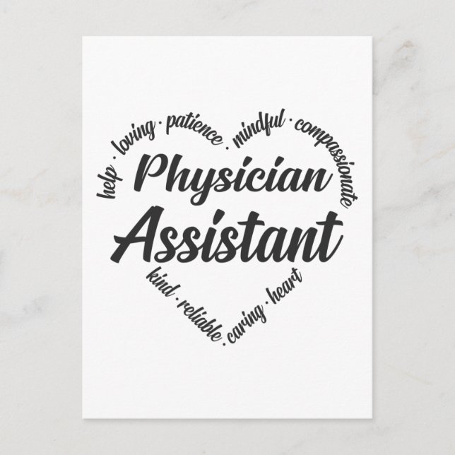 Cartes Pour Fêtes Annuelles Médecin Assistant Coeur Mot Cloud (Devant)
