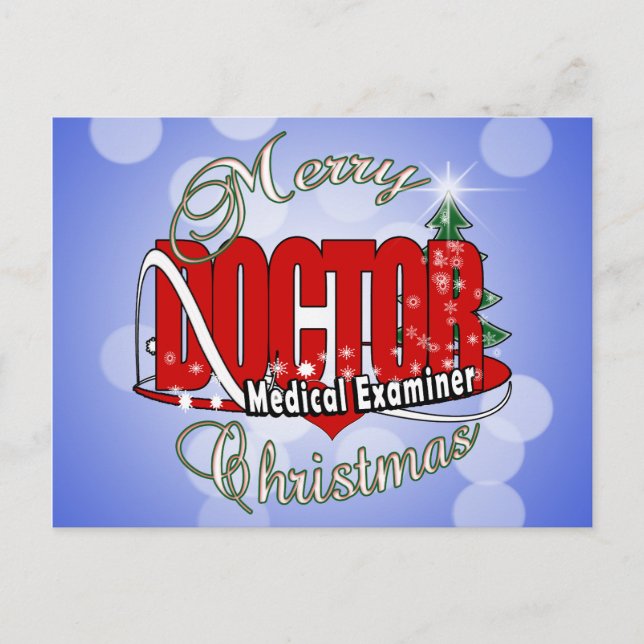 CARTES POUR FÊTES ANNUELLES MÉDECIN DE NOËL EXAMINATEUR MÉDICALE (Devant)