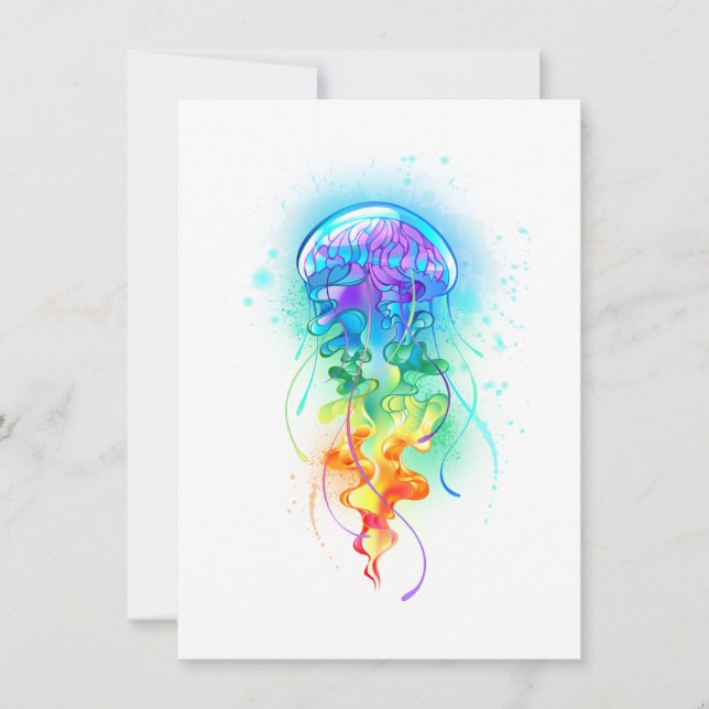 Cartes Pour Fêtes Annuelles Méduse arc-en-ciel (Devant)
