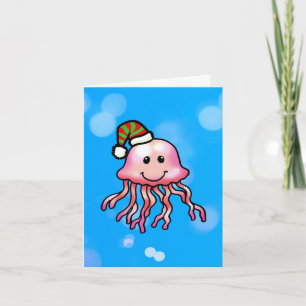 Cartes Pour Fêtes Annuelles Méduse de dessin animé festive mignonne
