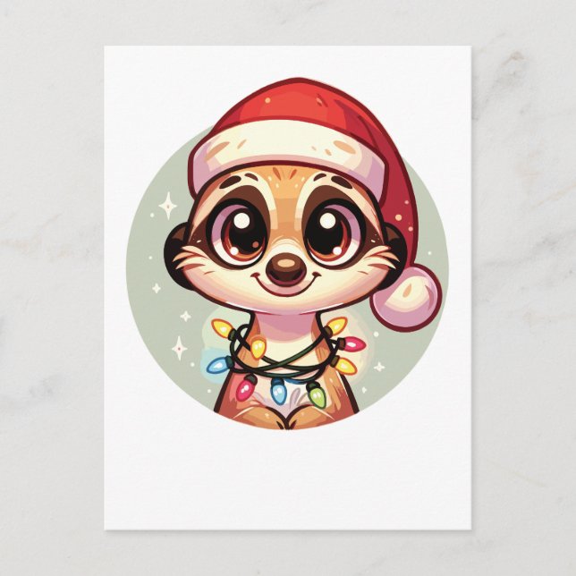 Cartes Pour Fêtes Annuelles Meerkat Merry Noël Animaux d'hiver Meerkats (Devant)