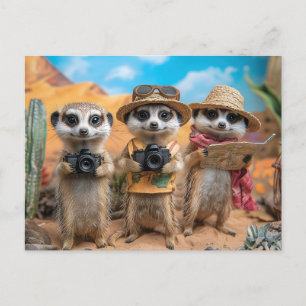 Cartes Pour Fêtes Annuelles Meerkats habillés en touristes avec des caméras et