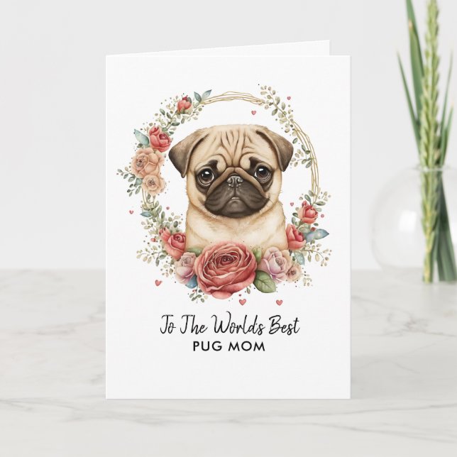 Cartes Pour Fêtes Annuelles Meilleur Carlin personnalisé Chien Fête de la Mère (Devant)