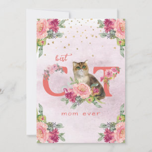 Cartes Pour Fêtes Annuelles Meilleur Chat Maman Ever Kitten Illustration Fête 