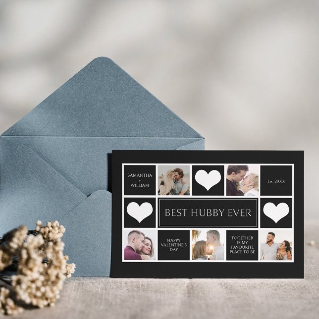 Cartes Pour Fêtes Annuelles Meilleur Collage photo Hubby Ever Minimaliste (Créateur téléchargé)