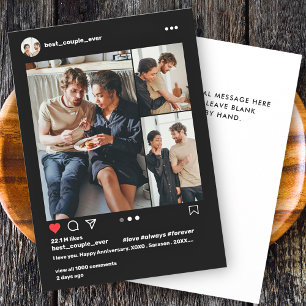 Cartes Pour Fêtes Annuelles Meilleur Couple Moderne Instagram Collage de Photo