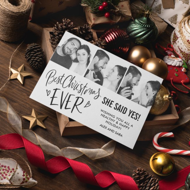 Cartes Pour Fêtes Annuelles Meilleur Noël jamais Fiançailles trois photo (Créateur téléchargé)