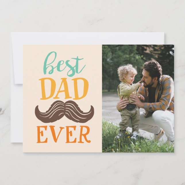 Cartes Pour Fêtes Annuelles Meilleur Papa Moustache Photo Fête des Pères (Devant)
