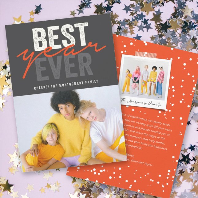 Cartes Pour Fêtes Annuelles Meilleure année écriture manuscrite Script Photo m (Best Year Ever Handwriting Script Modern Photo Holiday Card @ fat_fa_tin)