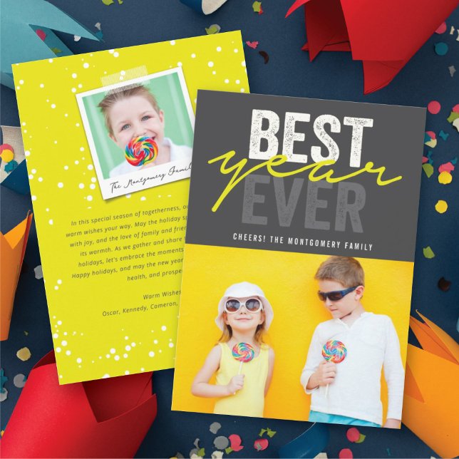 Cartes Pour Fêtes Annuelles Meilleure année écriture manuscrite Script Photo m (Best Year Ever Handwriting Script Modern Photo Holiday Card @ fat_fa_tin)