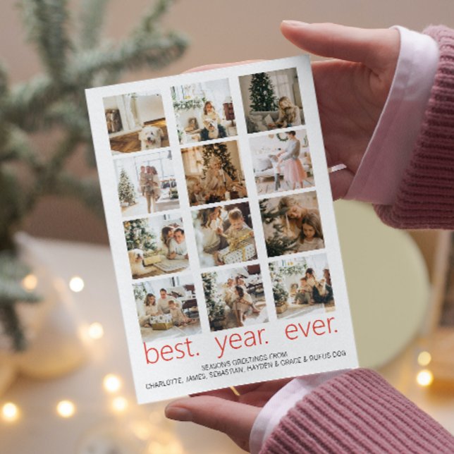 Cartes Pour Fêtes Annuelles Meilleure année jamais photo Noël personnalisé (Best Year Ever Photo Christmas Personalized Holiday Card from Ricaso. Easy add own photographs)