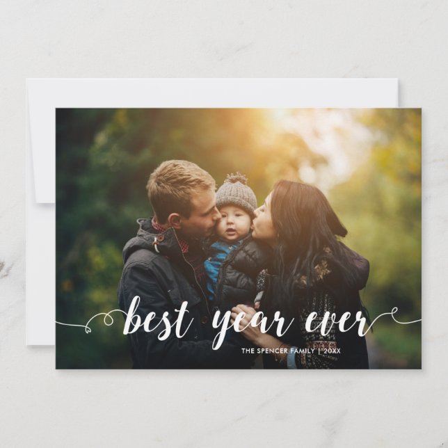Cartes Pour Fêtes Annuelles Meilleure année stylé jamais photo pleine Noël (Devant)