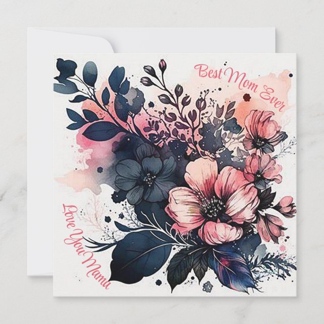 Cartes Pour Fêtes Annuelles Meilleure maman jamais aquarelle florale (Devant)