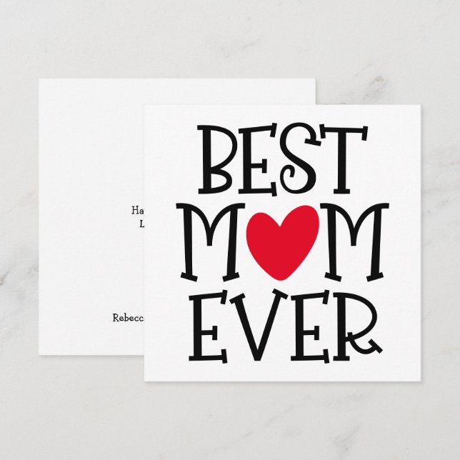 Cartes Pour Fêtes Annuelles Meilleure maman maman Jamais Rouge Coeur Texte noi (Devant / Derrière)
