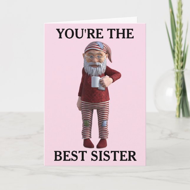 CARTES POUR FÊTES ANNUELLES MEILLEURE SOEUR ANNIVERSAIRE GNOME ELF CARD (Devant)