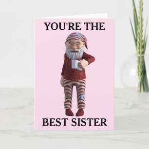 CARTES POUR FÊTES ANNUELLES MEILLEURE SOEUR ANNIVERSAIRE GNOME ELF CARD