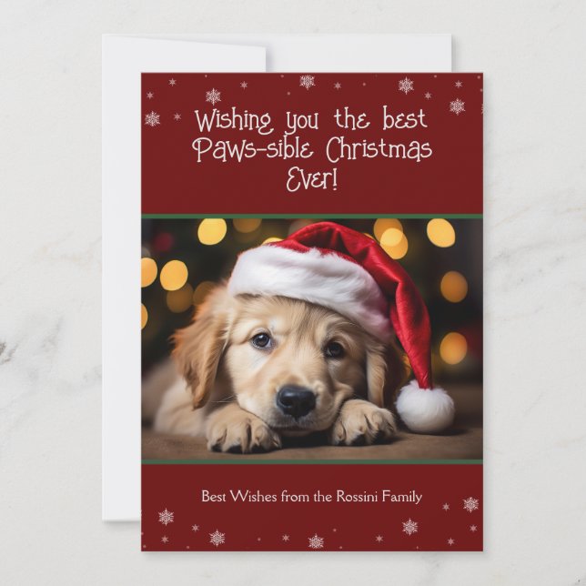 Cartes Pour Fêtes Annuelles Meilleures photos de chien de Noël à pattes (Devant)