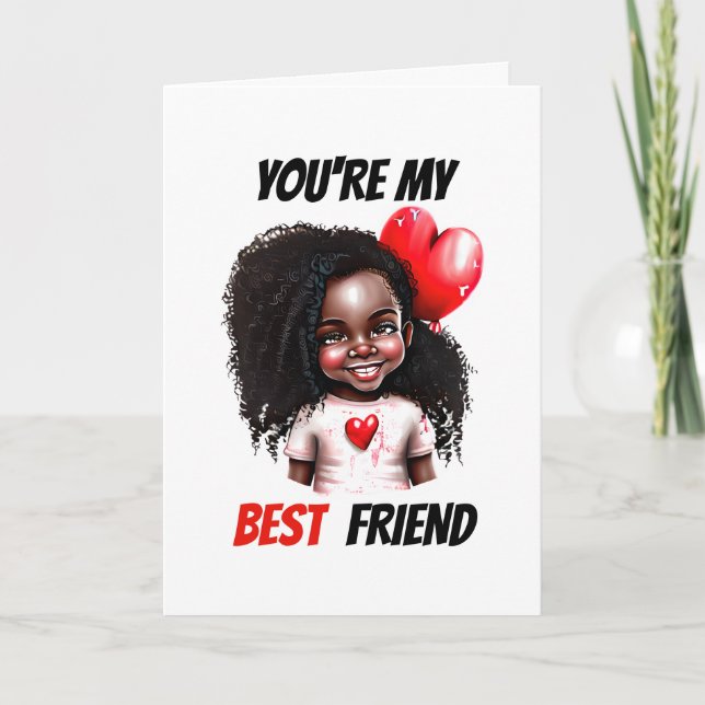 Cartes Pour Fêtes Annuelles Meilleurs amis Valentine's souhaits afro-américain (Devant)