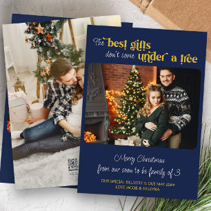 Cartes Pour Fêtes Annuelles Meilleurs Cadeaux Famille de 3 Deux Photo Grossess