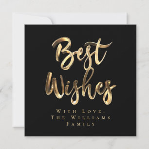 Cartes Pour Fêtes Annuelles Meilleurs Voeux Élégant Black Gold Script Chic