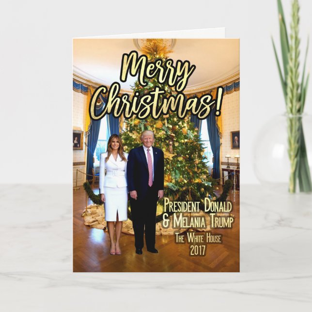 Cartes Pour Fêtes Annuelles Melania et le président Donald Trump Christmas Car (Devant)
